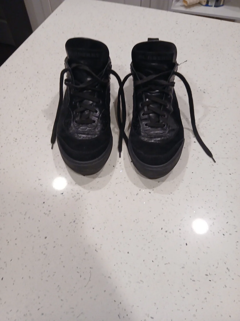 Men Burberry Black Sneakers Sz 44 Leather